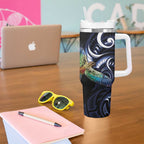 New Zealand Kea Bird Personalised Tumbler With Handle Maori Tribal Koru Art