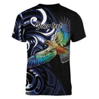 New Zealand Kea Bird Personalised Women V-Neck T-Shirt Maori Tribal Koru Art