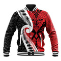 Silver Fern Koru Swirls with Maori Ta Moko Baseball Jacket