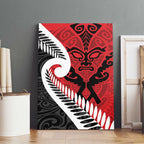 Silver Fern Koru Swirls with Maori Ta Moko Canvas Wall Art