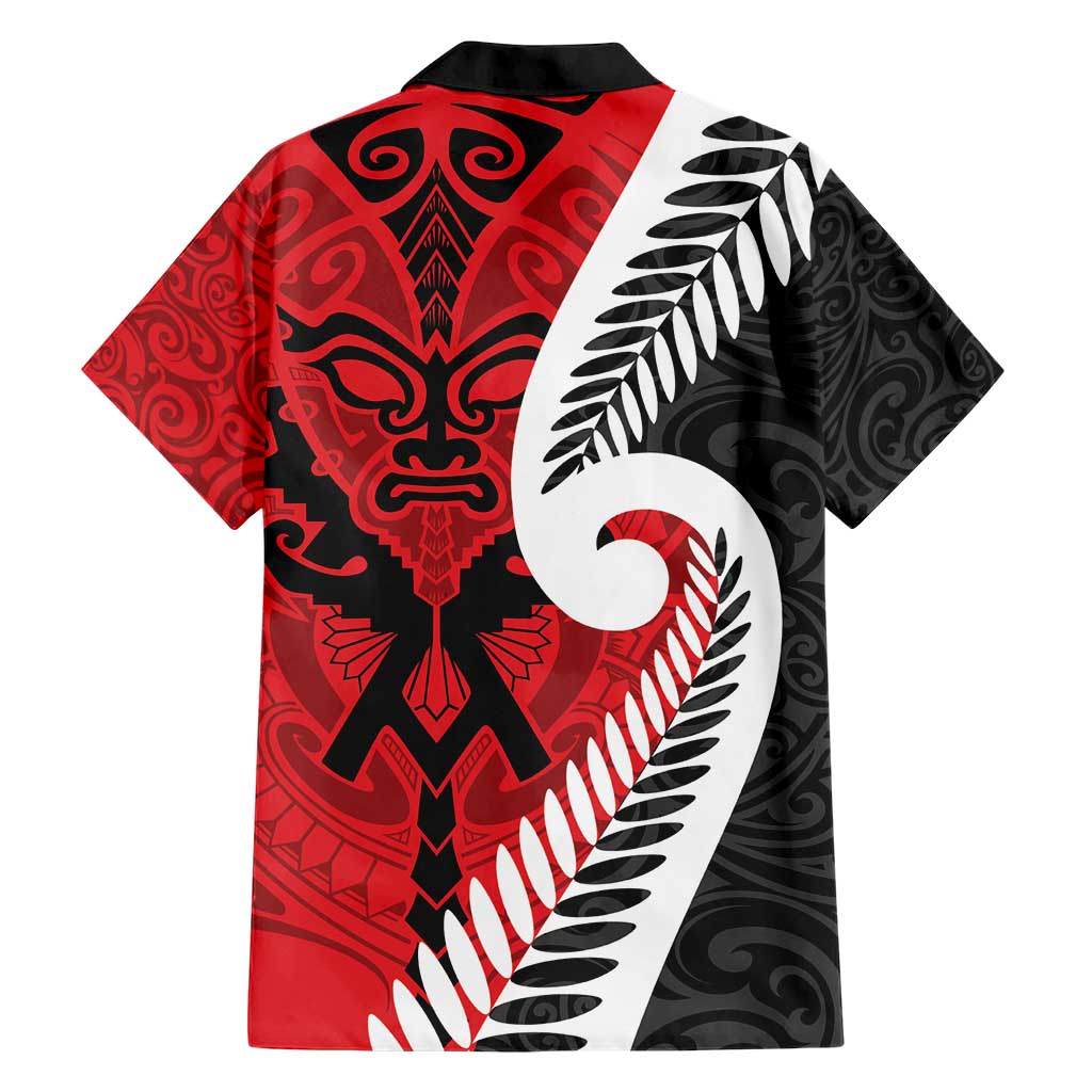 Silver Fern Koru Swirls with Maori Ta Moko Hawaiian Shirt