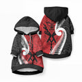 Silver Fern Koru Swirls with Maori Ta Moko Pet Hoodie