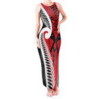 Silver Fern Koru Swirls with Maori Ta Moko Tank Maxi Dress