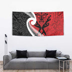 Silver Fern Koru Swirls with Maori Ta Moko Tapestry