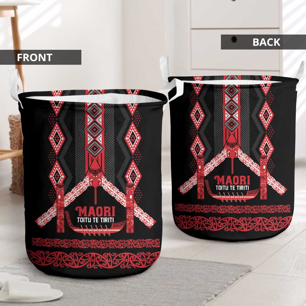 Toitu Te Tiriti Waitangi Laundry Basket Black Wharenui House - Aussie Hoodie