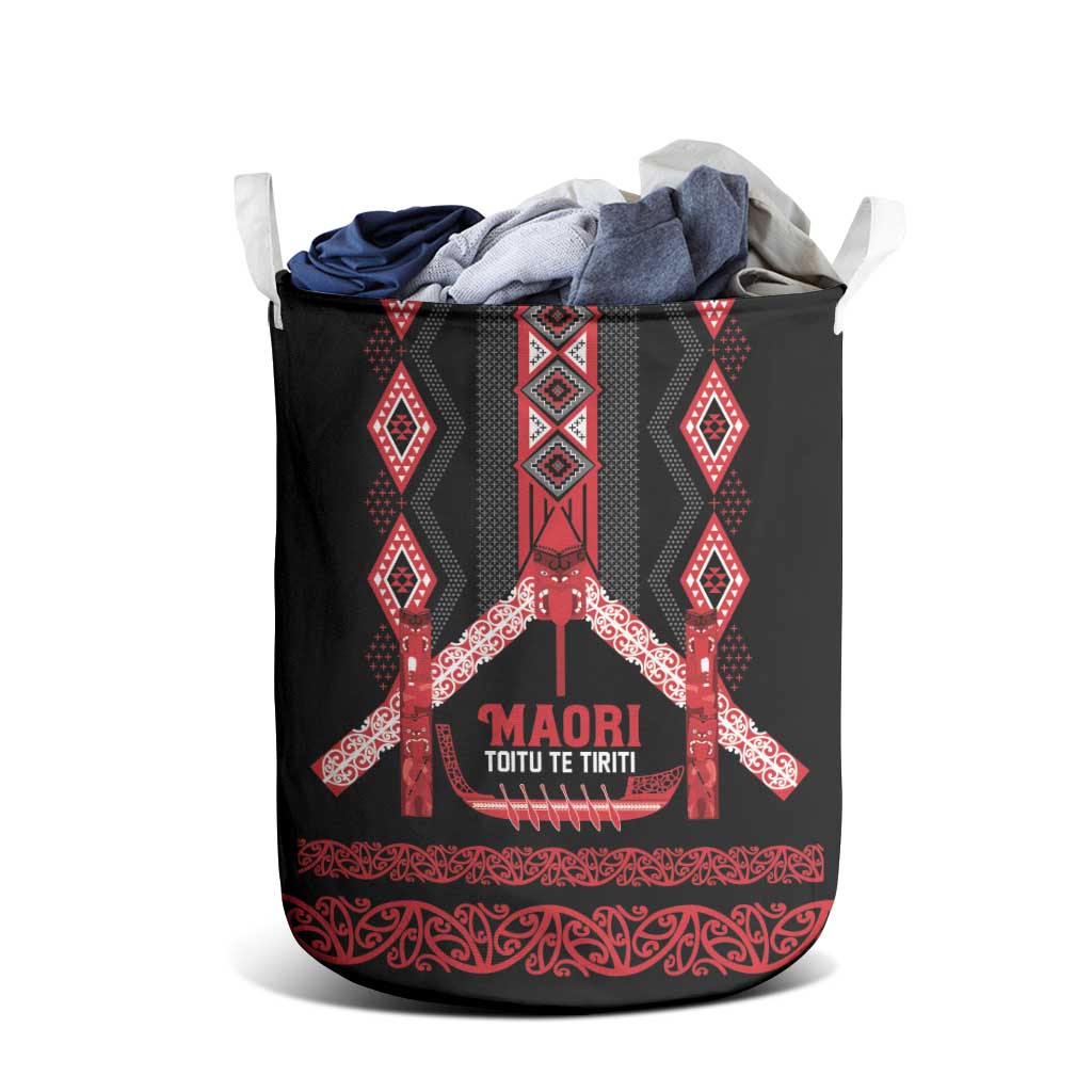 Toitu Te Tiriti Waitangi Laundry Basket Black Wharenui House - Aussie Hoodie