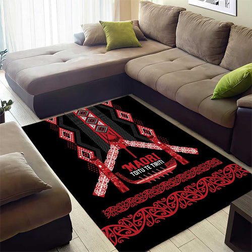 Toitu Te Tiriti Waitangi Area Rug Black Wharenui House - Aussie Hoodie