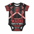 Toitu Te Tiriti Waitangi Baby Onesie Black Wharenui House