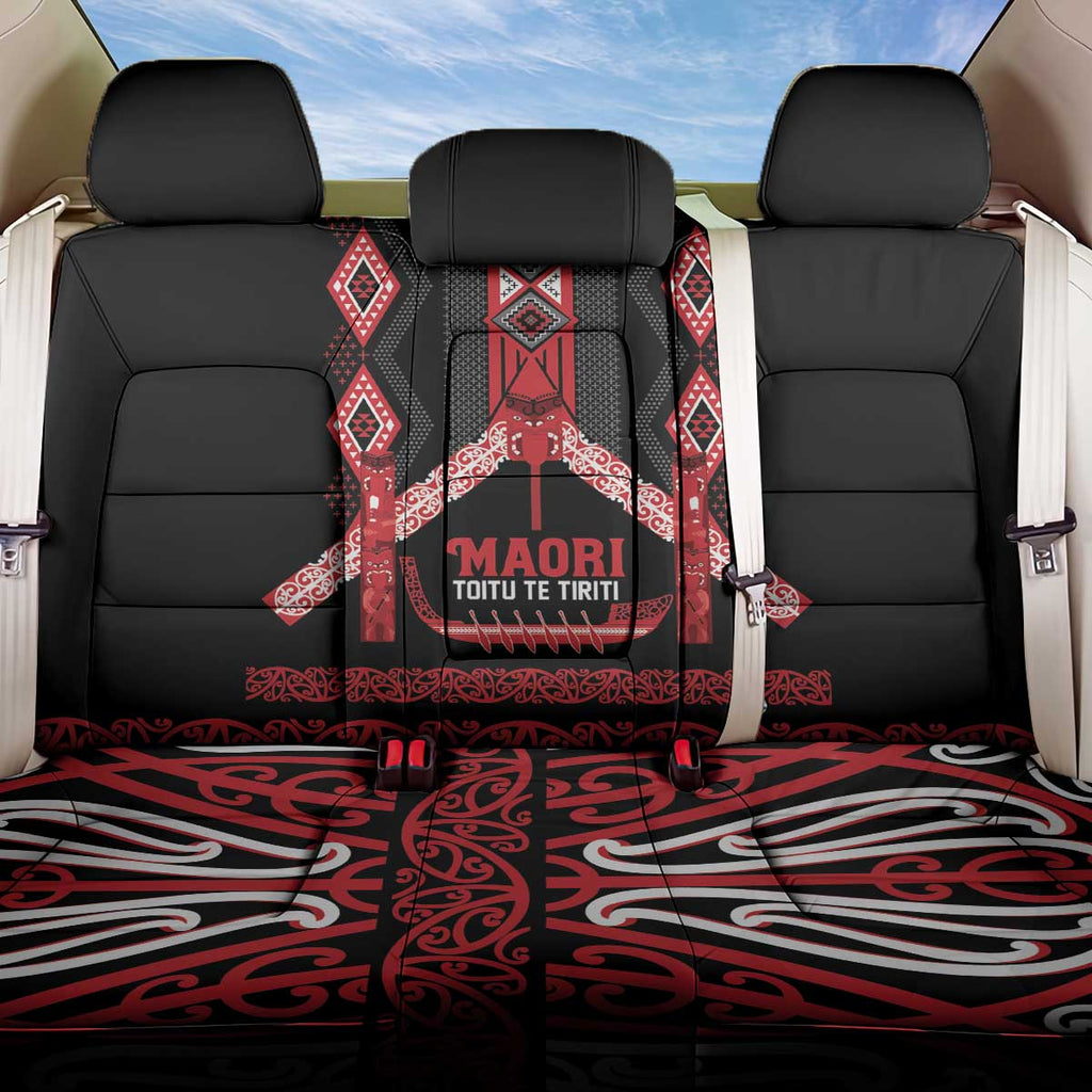 Toitu Te Tiriti Waitangi Back Car Seat Cover Black Wharenui House - Aussie Hoodie