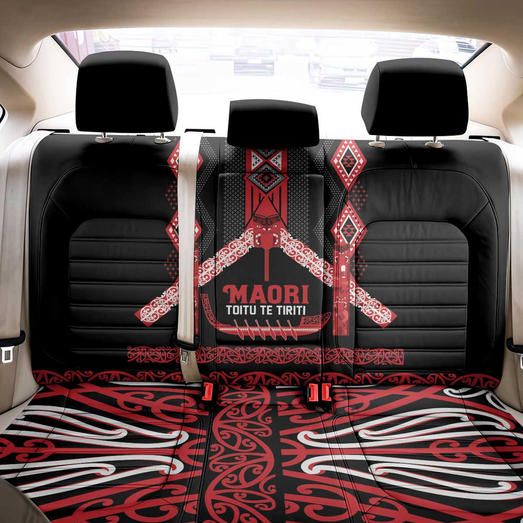 Toitu Te Tiriti Waitangi Back Car Seat Cover Black Wharenui House - Aussie Hoodie