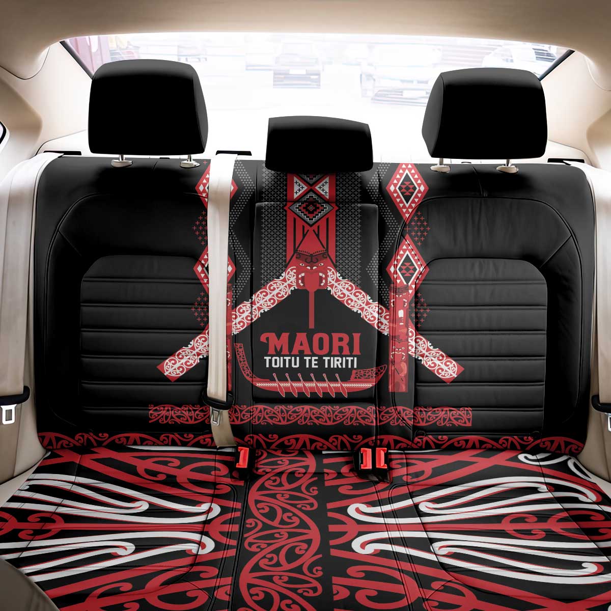 Toitu Te Tiriti Waitangi Back Car Seat Cover Black Wharenui House - Aussie Hoodie