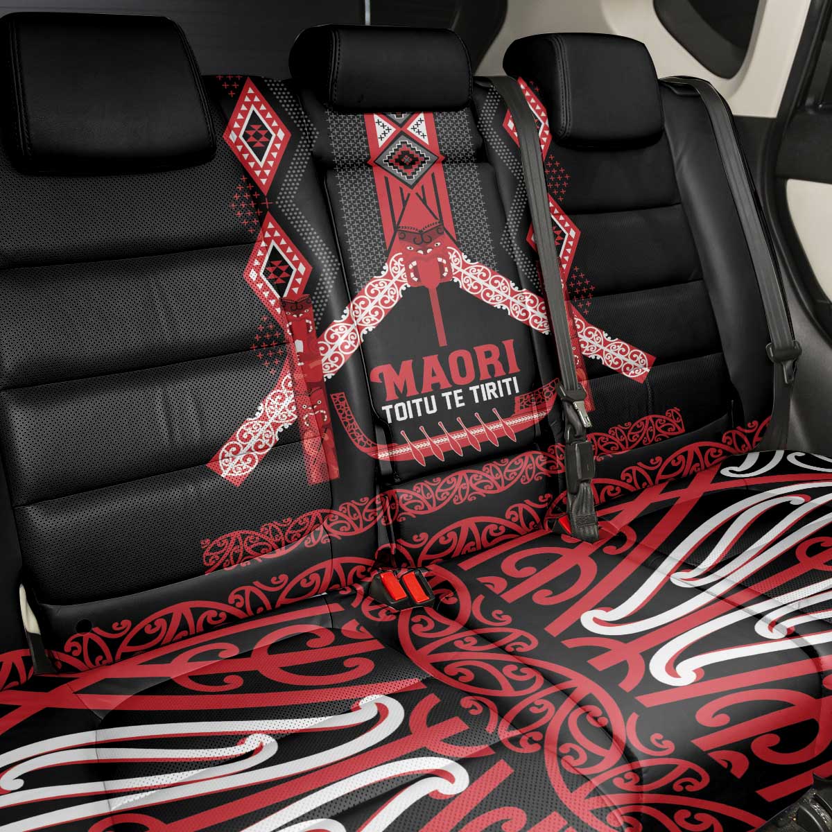 Toitu Te Tiriti Waitangi Back Car Seat Cover Black Wharenui House - Aussie Hoodie