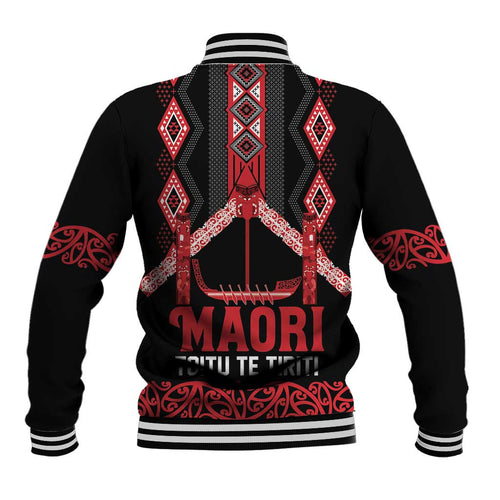 Toitu Te Tiriti Waitangi Baseball Jacket Black Wharenui House - Aussie Hoodie
