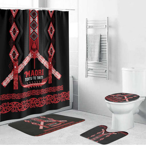 Toitu Te Tiriti Waitangi Bathroom Set Black Wharenui House - Aussie Hoodie