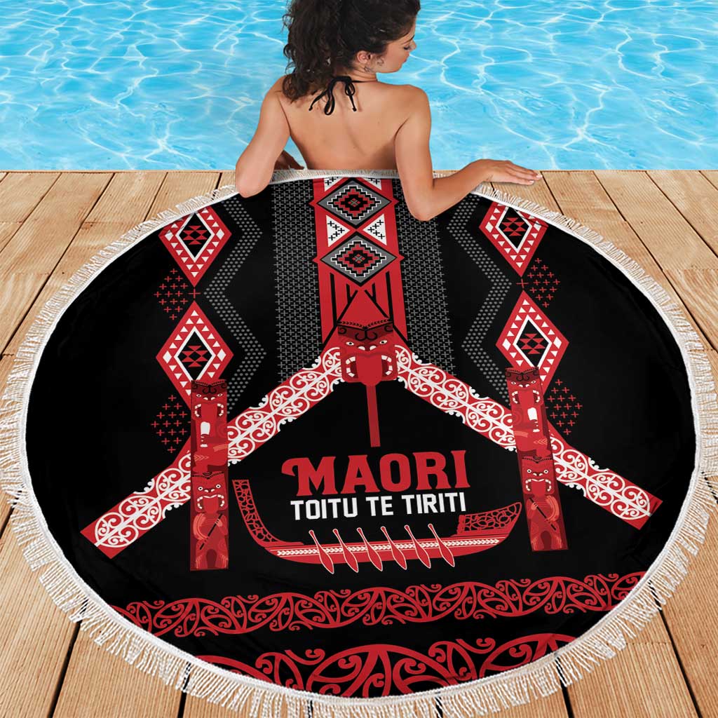 Toitu Te Tiriti Waitangi Beach Blanket Black Wharenui House - Aussie Hoodie