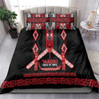 Toitu Te Tiriti Waitangi Bedding Set Black Wharenui House - Aussie Hoodie