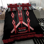 Toitu Te Tiriti Waitangi Bedding Set Black Wharenui House - Aussie Hoodie