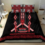 Toitu Te Tiriti Waitangi Bedding Set Black Wharenui House - Aussie Hoodie