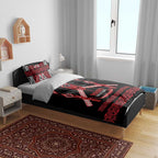 Toitu Te Tiriti Waitangi Bedding Set Black Wharenui House - Aussie Hoodie