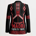 Toitu Te Tiriti Waitangi Blazer Black Wharenui House - Aussie Hoodie