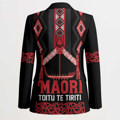 Toitu Te Tiriti Waitangi Blazer Black Wharenui House - Aussie Hoodie
