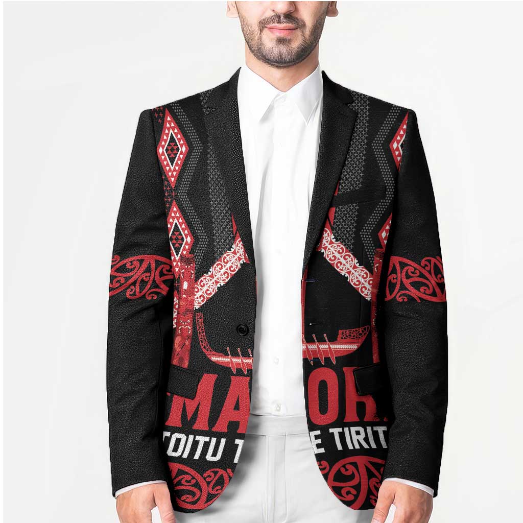 Toitu Te Tiriti Waitangi Blazer Black Wharenui House - Aussie Hoodie