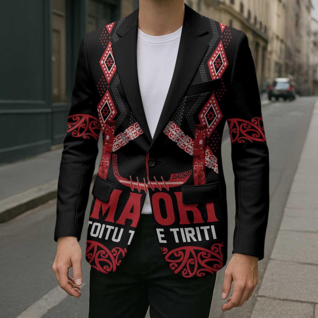 Toitu Te Tiriti Waitangi Blazer Black Wharenui House - Aussie Hoodie