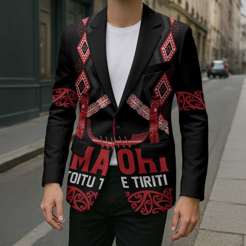 Toitu Te Tiriti Waitangi Blazer Black Wharenui House - Aussie Hoodie