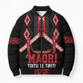 Toitu Te Tiriti Waitangi Bomber Puffer Jacket Black Wharenui House - Aussie Hoodie