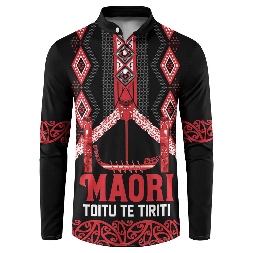 Toitu Te Tiriti Waitangi Button Sweatshirt Black Wharenui House - Aussie Hoodie