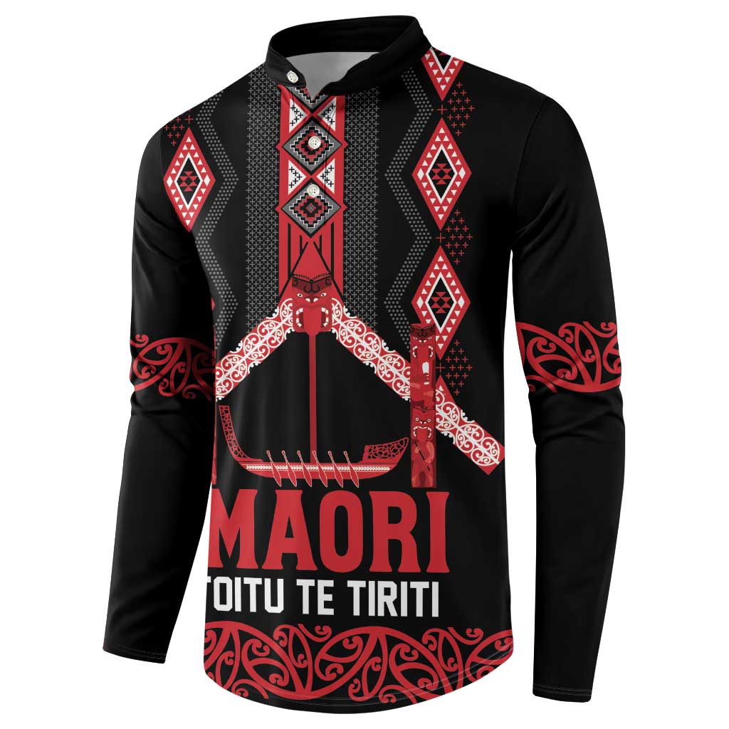 Toitu Te Tiriti Waitangi Button Sweatshirt Black Wharenui House - Aussie Hoodie