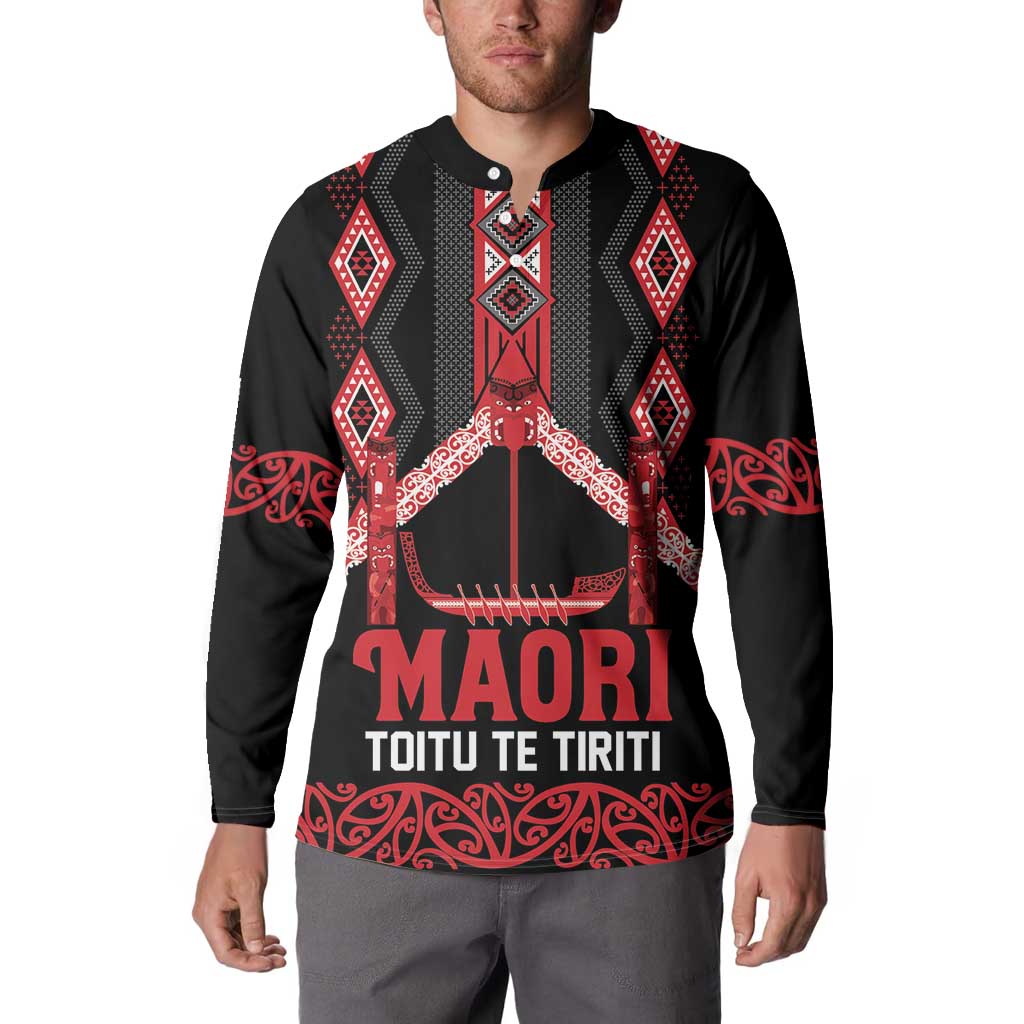Toitu Te Tiriti Waitangi Button Sweatshirt Black Wharenui House - Aussie Hoodie