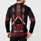 Toitu Te Tiriti Waitangi Button Sweatshirt Black Wharenui House - Aussie Hoodie
