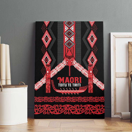 Toitu Te Tiriti Waitangi Canvas Wall Art Black Wharenui House - Aussie Hoodie