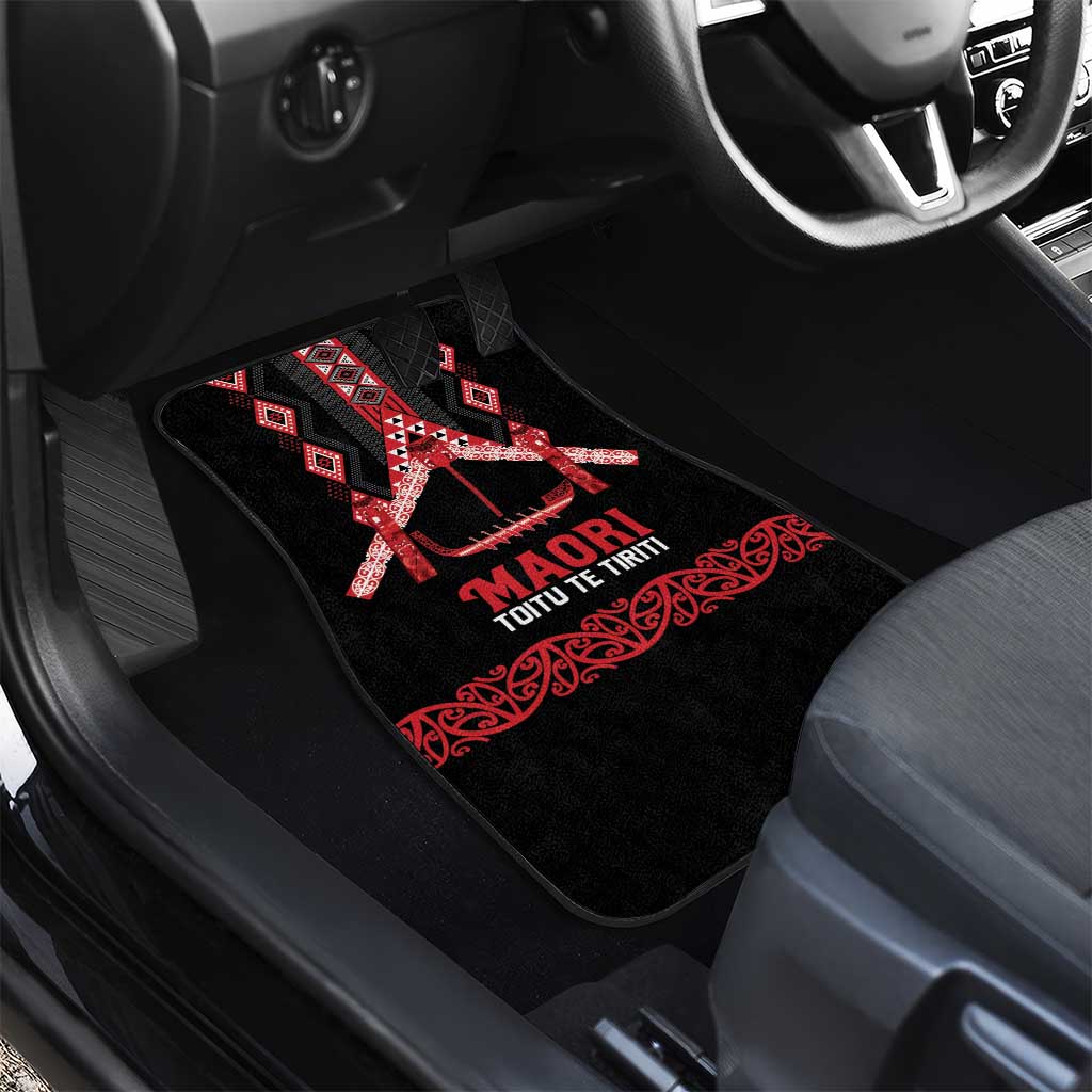 Toitu Te Tiriti Waitangi Car Mats Black Wharenui House - Aussie Hoodie