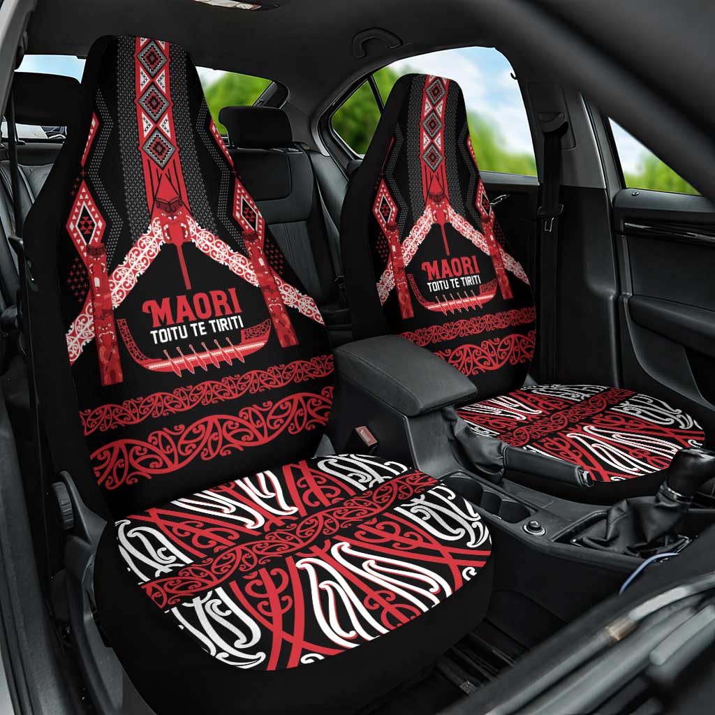 Toitu Te Tiriti Waitangi Car Seat Cover Black Wharenui House - Aussie Hoodie