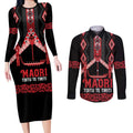 Toitu Te Tiriti Waitangi Couples Matching Long Sleeve Bodycon Dress and Long Sleeve Button Shirt Black Wharenui House - Aussie Hoodie