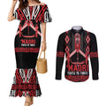 Toitu Te Tiriti Waitangi Couples Matching Mermaid Dress and Long Sleeve Button Shirt Black Wharenui House - Aussie Hoodie