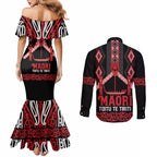 Toitu Te Tiriti Waitangi Couples Matching Mermaid Dress and Long Sleeve Button Shirt Black Wharenui House - Aussie Hoodie