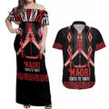 Toitu Te Tiriti Waitangi Couples Matching Off Shoulder Maxi Dress and Hawaiian Shirt Black Wharenui House - Aussie Hoodie