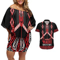 Toitu Te Tiriti Waitangi Couples Matching Off Shoulder Short Dress and Hawaiian Shirt Black Wharenui House - Aussie Hoodie