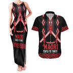 Toitu Te Tiriti Waitangi Couples Matching Tank Maxi Dress and Hawaiian Shirt Black Wharenui House - Aussie Hoodie
