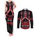 Toitu Te Tiriti Waitangi Couples Matching Tank Maxi Dress and Long Sleeve Button Shirt Black Wharenui House - Aussie Hoodie