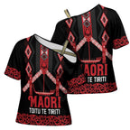 Toitu Te Tiriti Waitangi Cross Shoulder Shirt Black Wharenui House - Aussie Hoodie