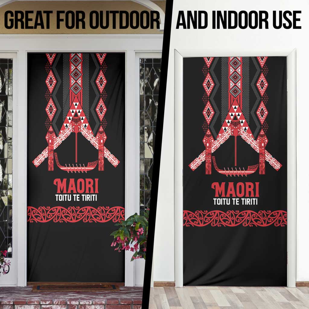 Toitu Te Tiriti Waitangi Door Cover Black Wharenui House - Aussie Hoodie