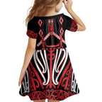 Toitu Te Tiriti Waitangi Family Matching Long Sleeve Bodycon Dress and Hawaiian Shirt Black Wharenui House - Aussie Hoodie