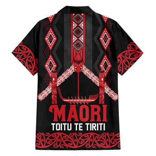 Toitu Te Tiriti Waitangi Family Matching Long Sleeve Bodycon Dress and Hawaiian Shirt Black Wharenui House - Aussie Hoodie