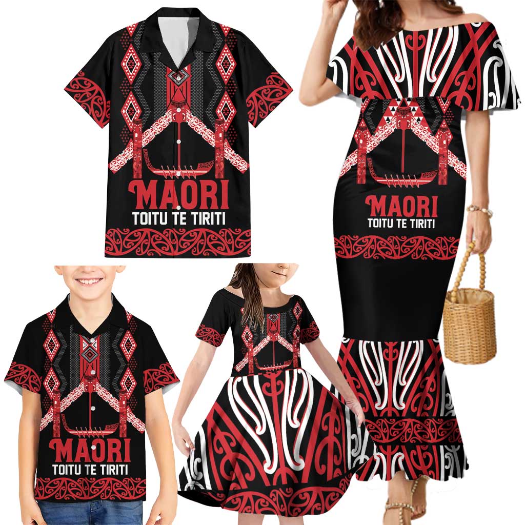 Toitu Te Tiriti Waitangi Family Matching Mermaid Dress and Hawaiian Shirt Black Wharenui House - Aussie Hoodie