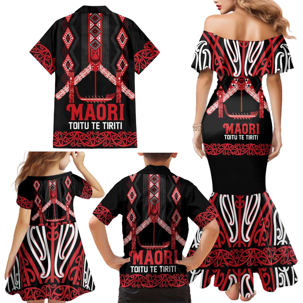 Toitu Te Tiriti Waitangi Family Matching Mermaid Dress and Hawaiian Shirt Black Wharenui House - Aussie Hoodie