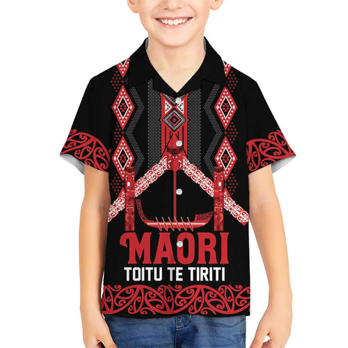 Toitu Te Tiriti Waitangi Family Matching Off Shoulder Maxi Dress and Hawaiian Shirt Black Wharenui House - Aussie Hoodie